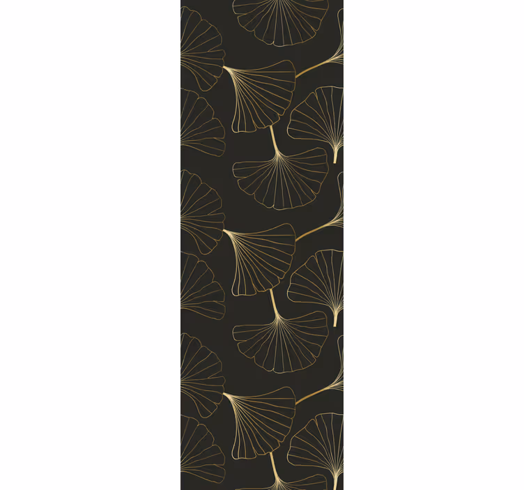 Modern blind ginkgo leaves charcoal gold - TenStickers