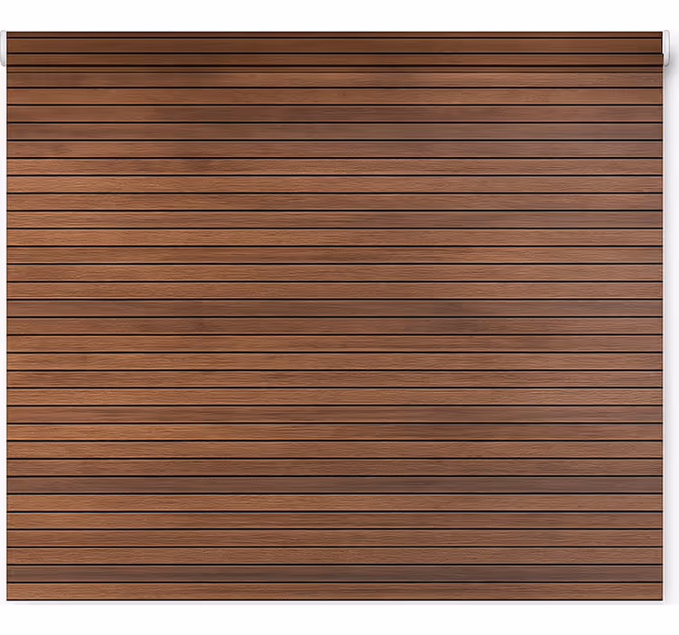 Pattern roller blind with parallel walnut slats - TenStickers