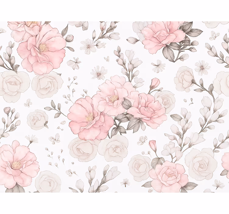 Blind pink floral design in pink and grey - TenStickers