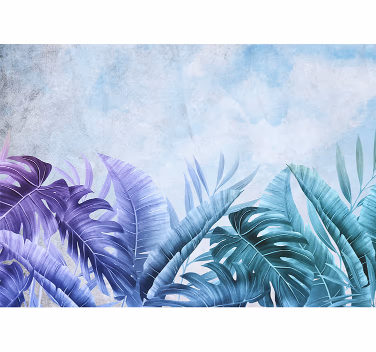 Kitchen roller blind with blue and purple plants - TenStickers