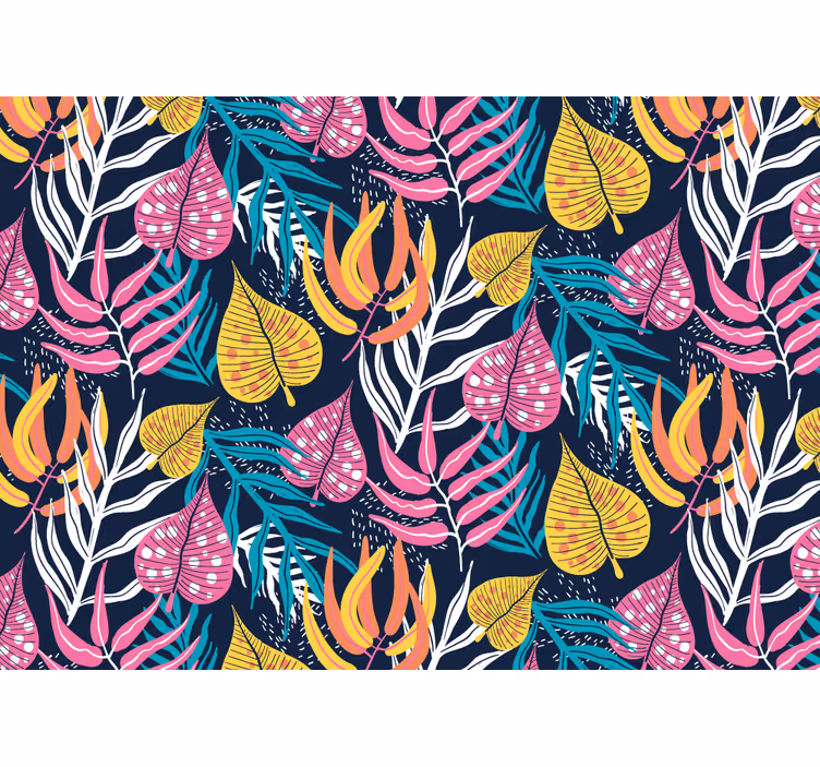 Kitchen roller blind with multicolor leaves on blue - TenStickers