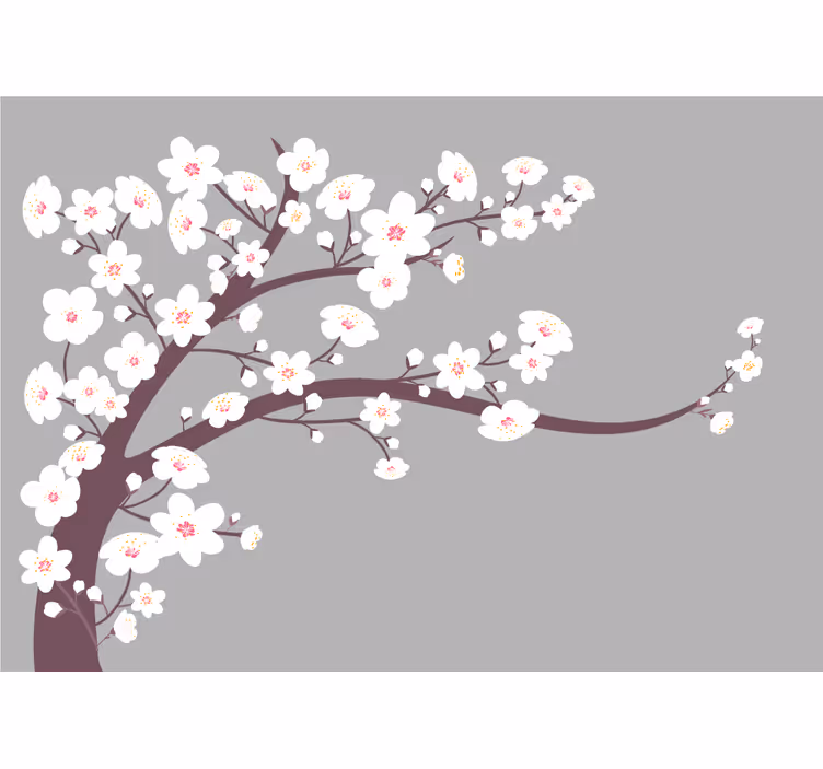 Kitchen roller blind white flowers on gray - TenStickers