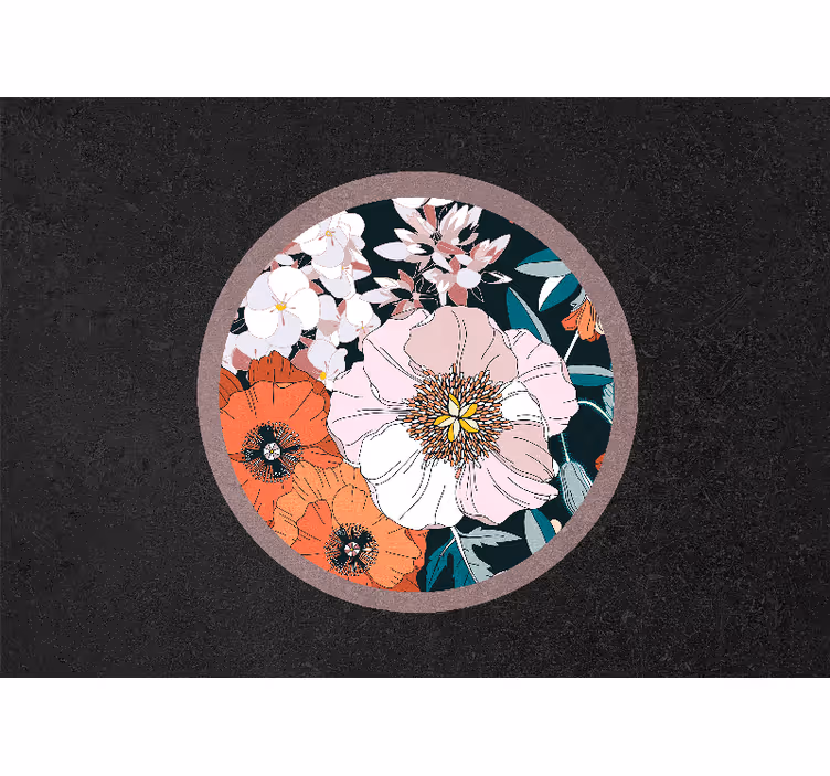 Kitchen roller blind puppy flowers in a circle - TenStickers