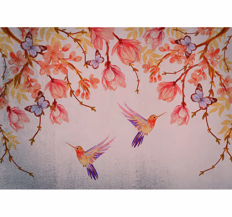 Kitchen roller blind magnolia and birds design - TenStickers