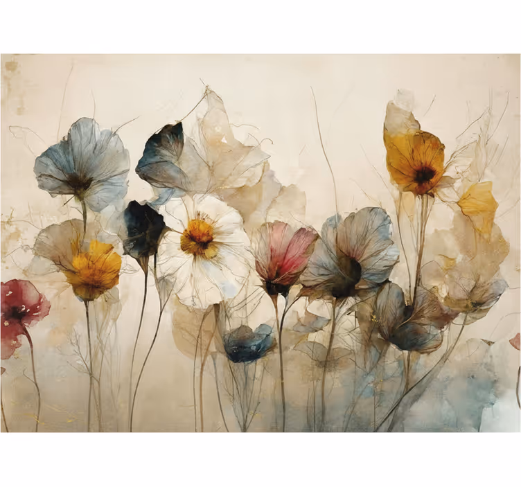 Kitchen roller blind with dried beautiful flowers - TenStickers