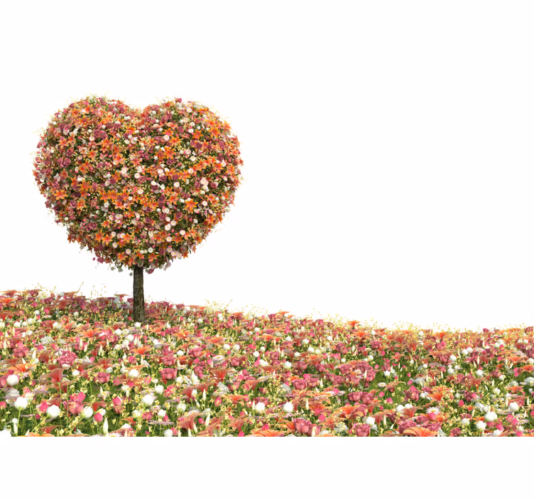White window blind wall mural heart-shaped tree - TenStickers