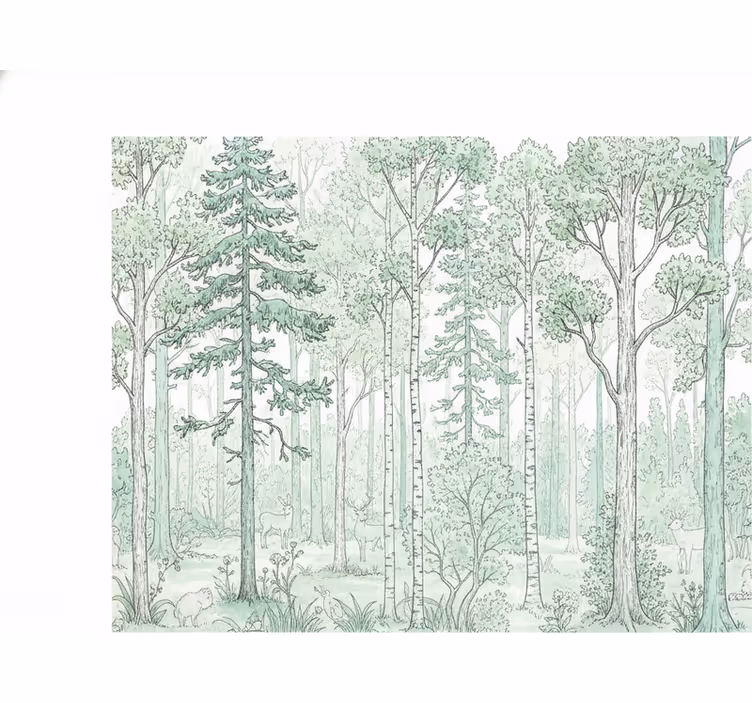 White window blind mint woodland design - TenStickers