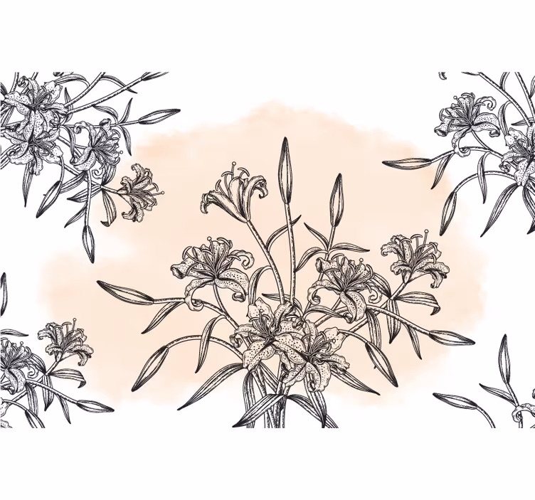 White window blind with panoramic lily wallpaper - TenStickers