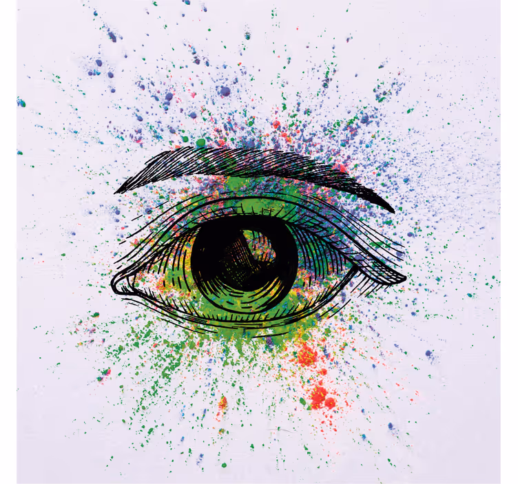 Living room blind with abstract colorful eyes - TenStickers