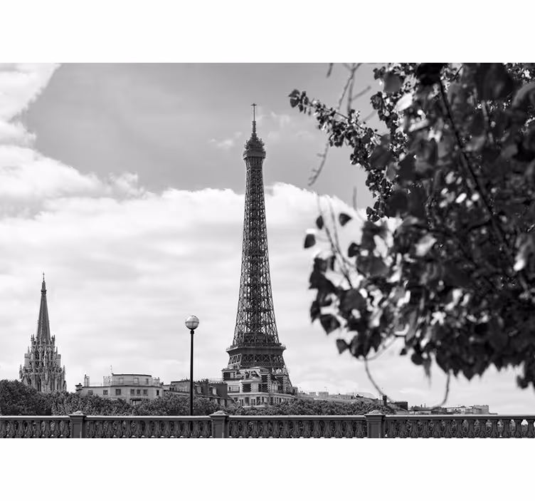 Living room blind black and white eiffel tower - TenStickers
