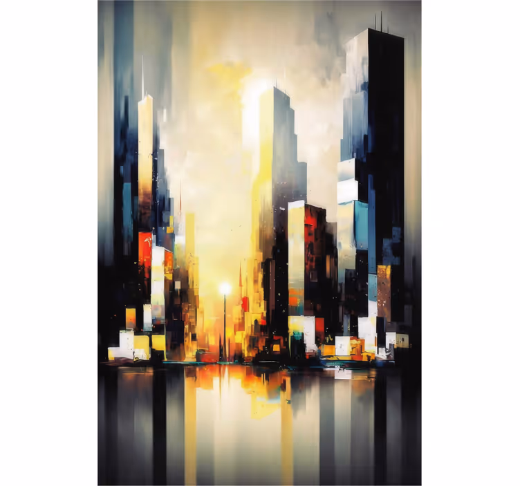 Living room blind modern abstract city art - TenStickers