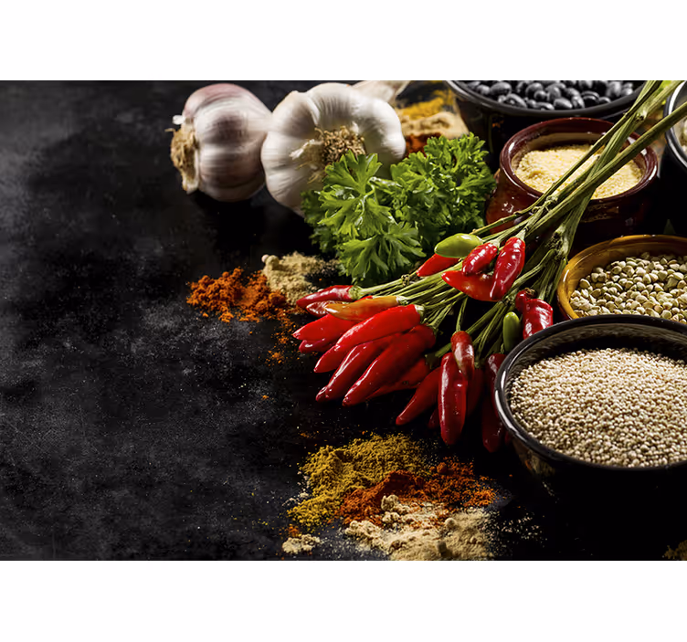 Black roller blind cooking with spices - TenStickers