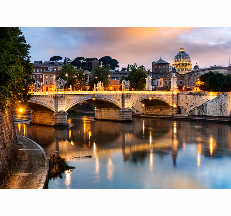 Living room blind view of rome from the tiber - TenStickers