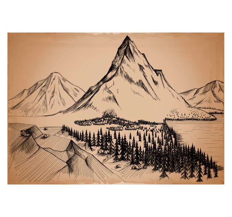Living room blind forest etching design - TenStickers