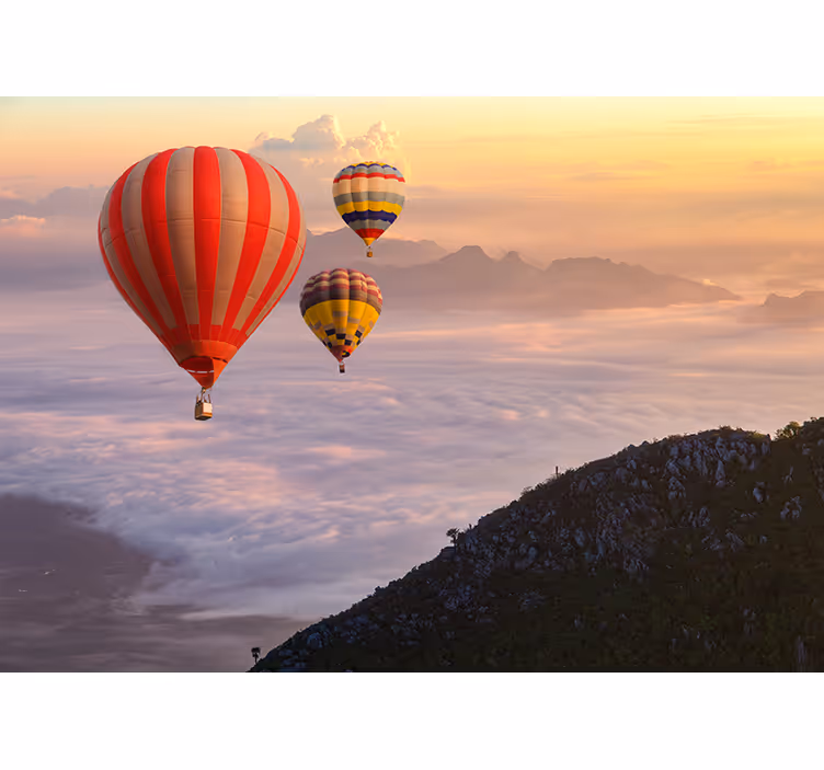 Living room blind hot-air balloons in the sky - TenStickers