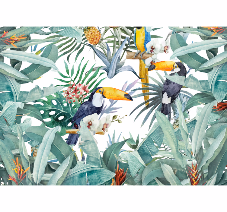 Living room blind painted jungle design - TenStickers