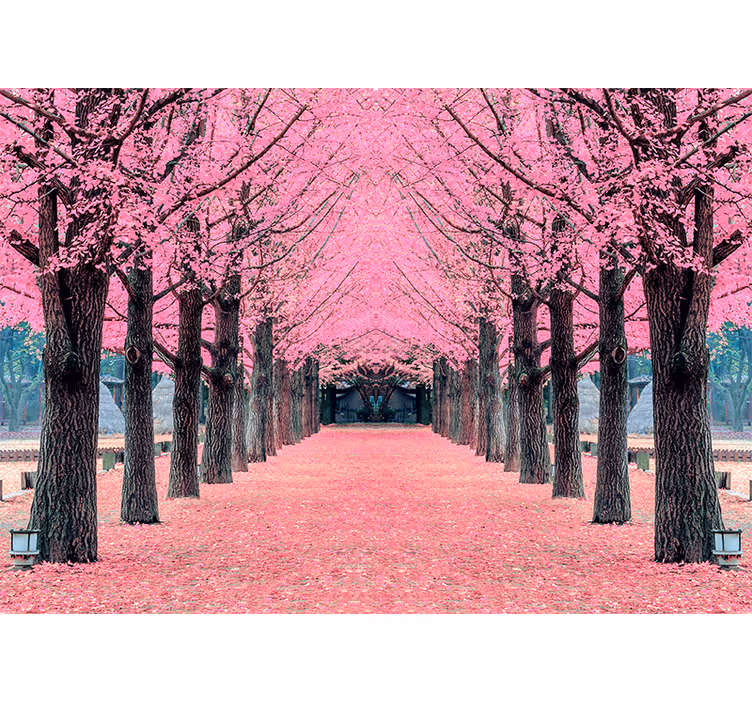 Living room blind pink trees of nami island - TenStickers