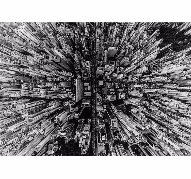 Living room blind city view - TenStickers