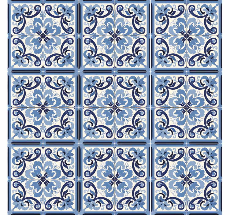 Blind blue floral design in blue and white - TenStickers