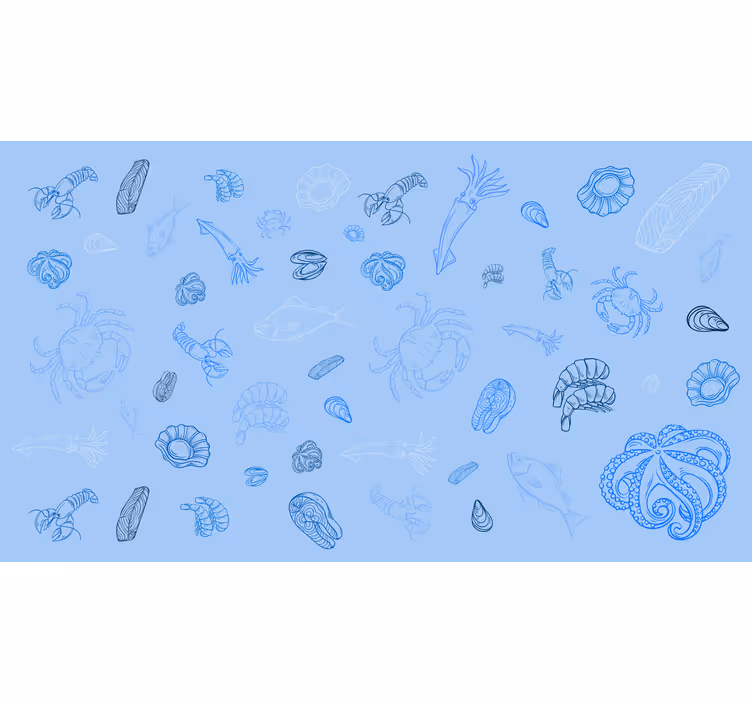 Blind blue seafood design - TenStickers