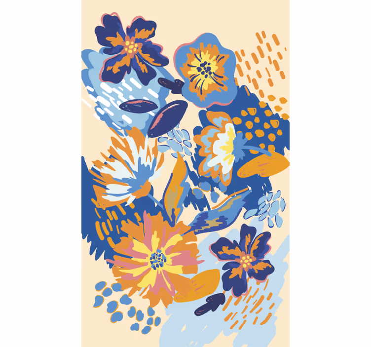 Blue, orange and blue leaves living room blind - TenStickers