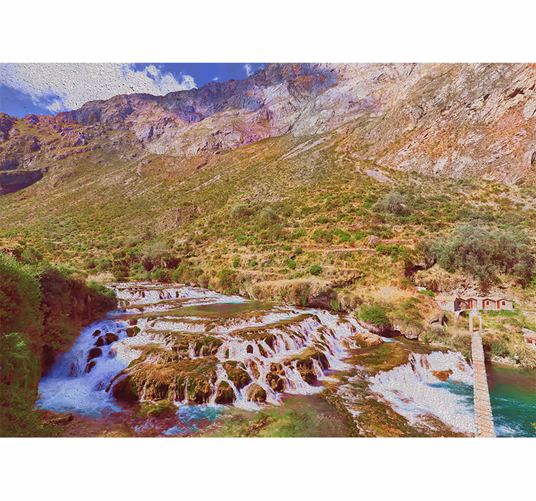 Living room blind huancaya waterfalls design - TenStickers