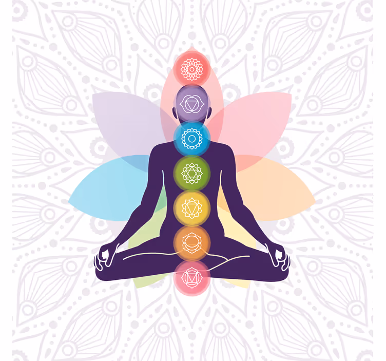 Living room blind with seven chakra symbols - TenStickers