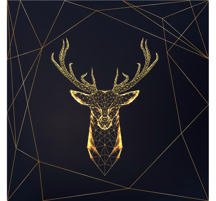 Living room blind geometric stag with gold - TenStickers