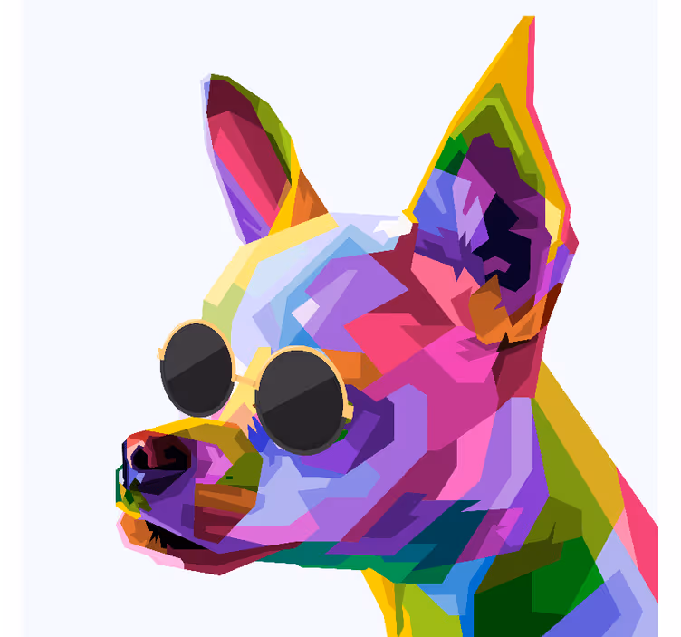 Living room blind multicolor chihuahua with glasses - TenStickers