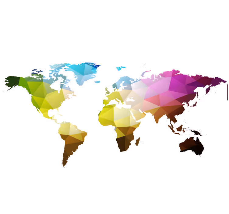 Living room blind triangle world map design - TenStickers