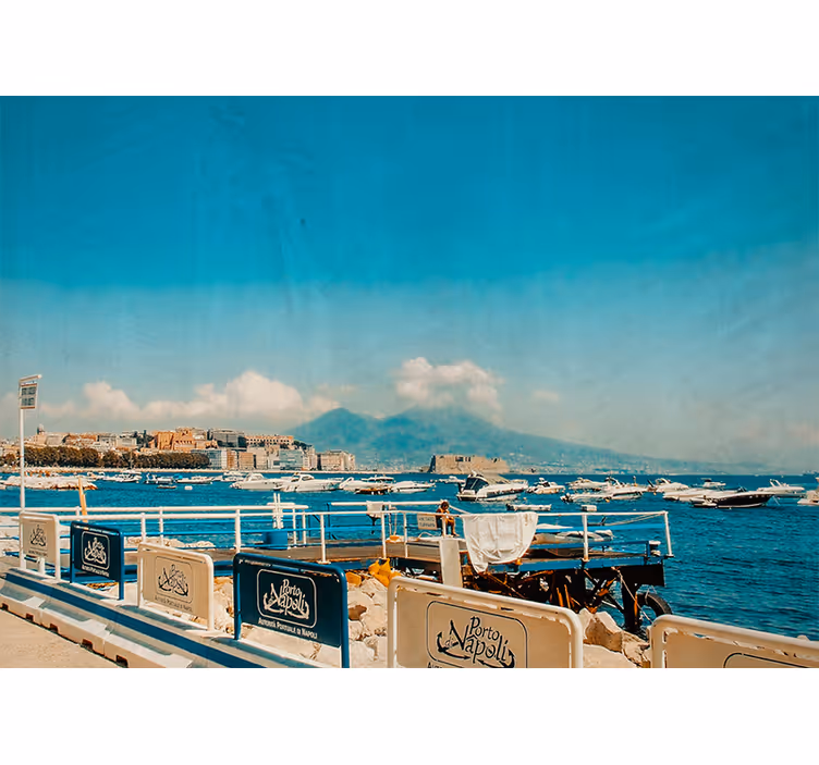 Living room blind vesuvius and sea naples landscape - TenStickers