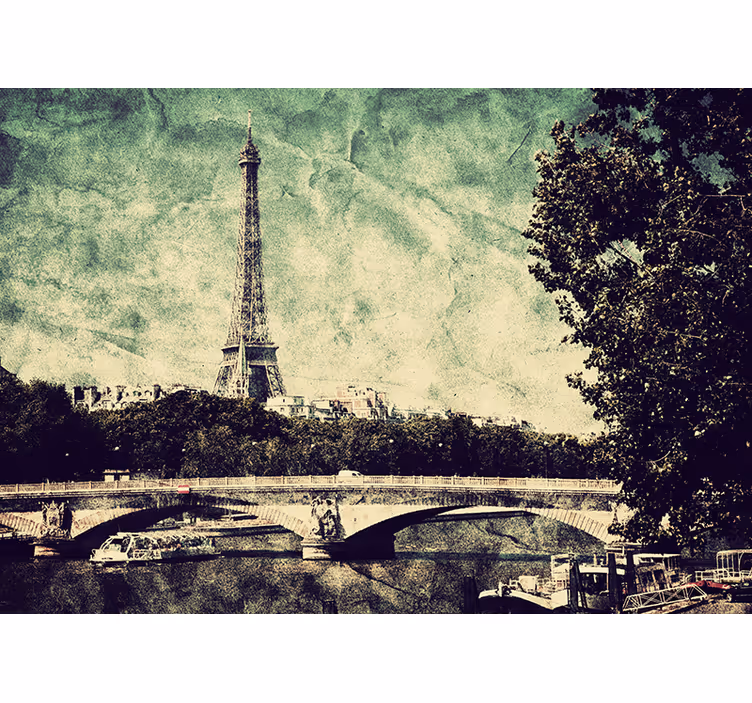 Living room blind parisian scene illustration - TenStickers