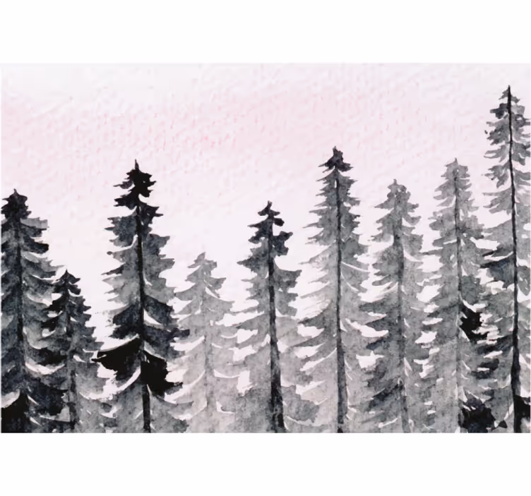 Living room blind aquarelle wood forest grey - TenStickers