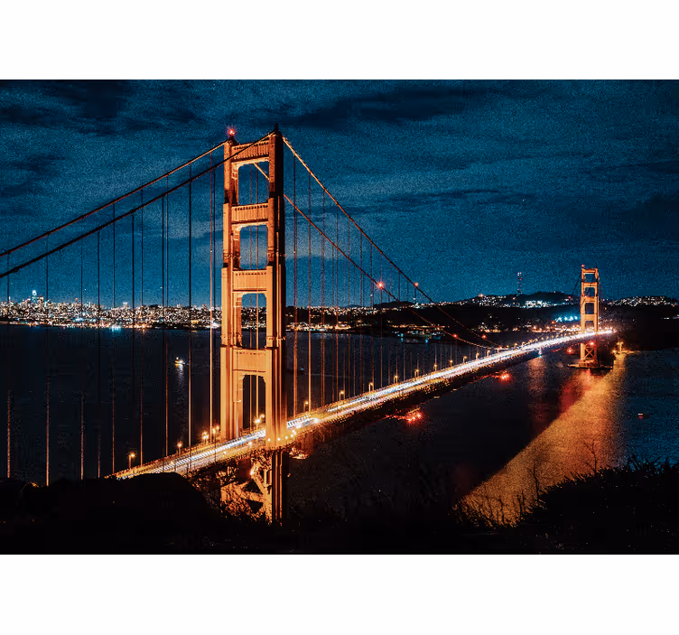 Living room blind golden gate evening view - TenStickers