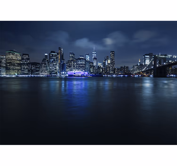 Living room blind blue manhattan night view - TenStickers