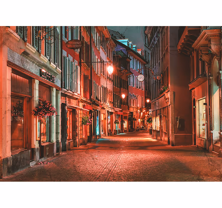 Living room blind inspired by swiss night cityscape - TenStickers