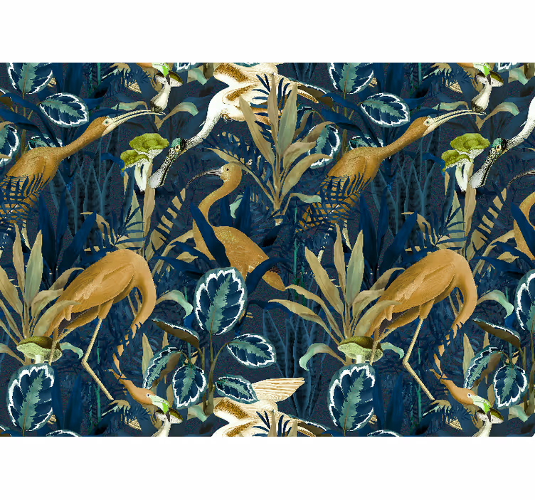 Living room blind with jungle leaf birds design - TenStickers