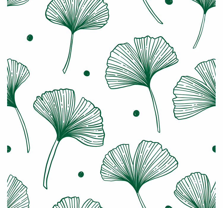 Living room blind with large green ginkgo leaves - TenStickers