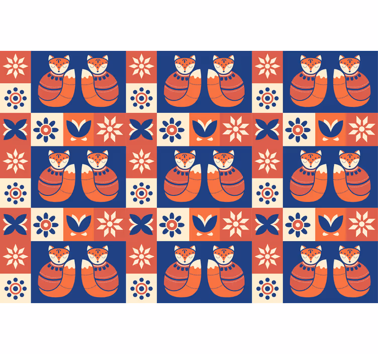 Living room blind with colorful traditional animal pattern - TenStickers