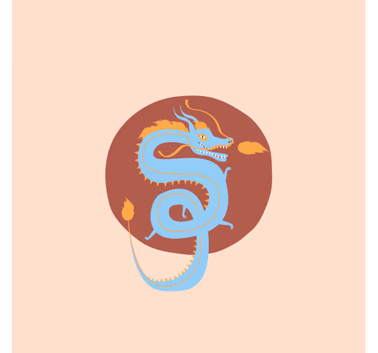 Living room blind light blue dragon - TenStickers