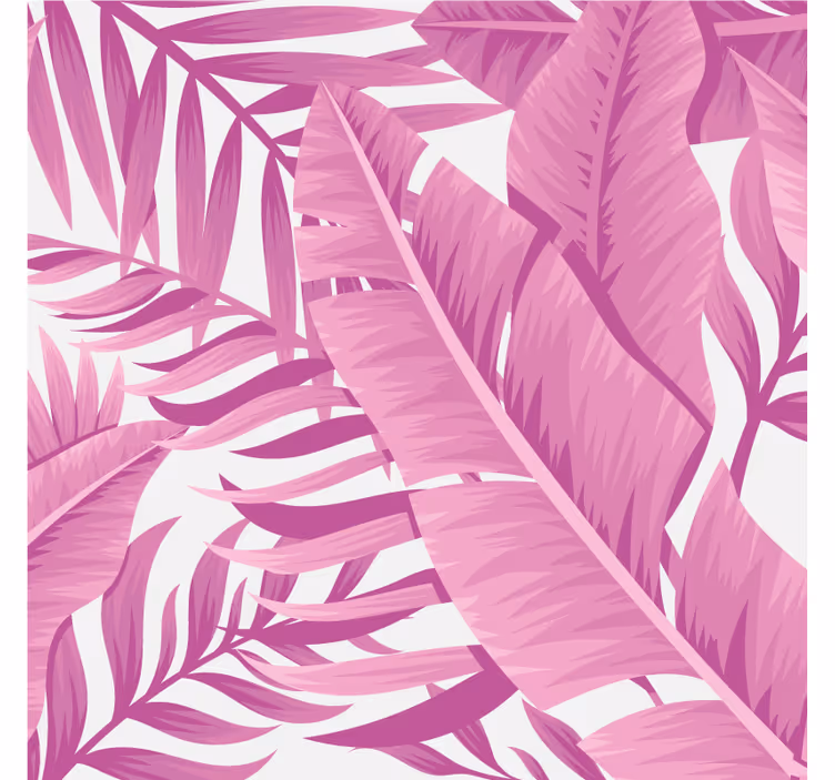 Living room blind with tropical pink palm leaves - TenStickers