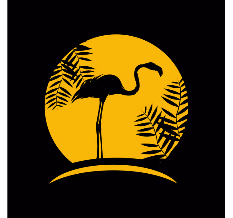 Living room blind black flamingo with moon - TenStickers