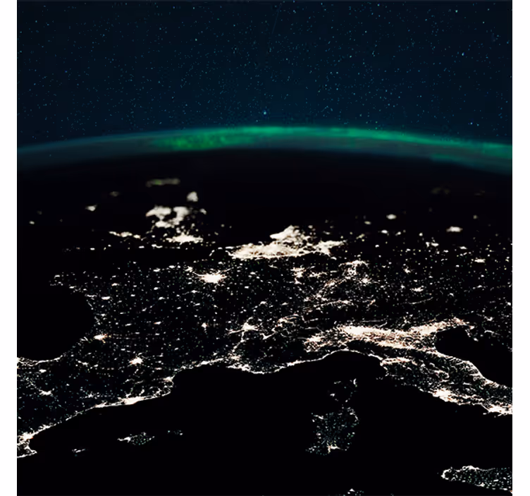 Living room blind northern lights stars and earth - TenStickers