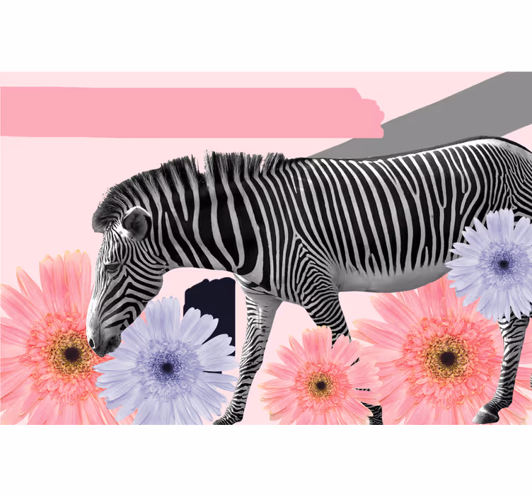 Living room blind collage style zebra painting - TenStickers