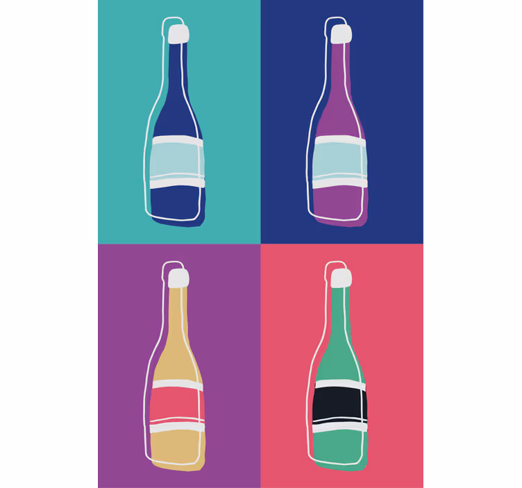 Living room blind pop art abstract champagne bottles - TenStickers
