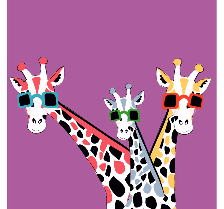 Funny giraffes with sunglasses living room blind - TenStickers