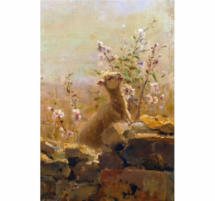 Living room blind funny sheep painting - TenStickers