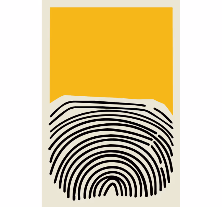Living room blind abstract yellow art with black lines - TenStickers