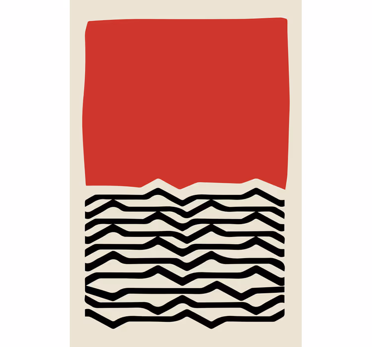 Living room blind featuring abstract red art - TenStickers