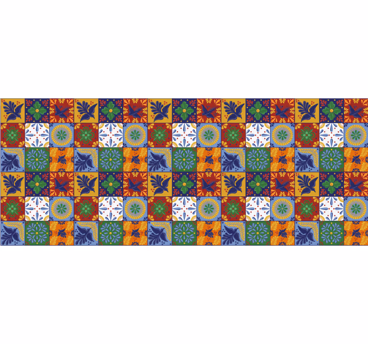 Blind bedroom with vibrant mexican tiles - TenStickers